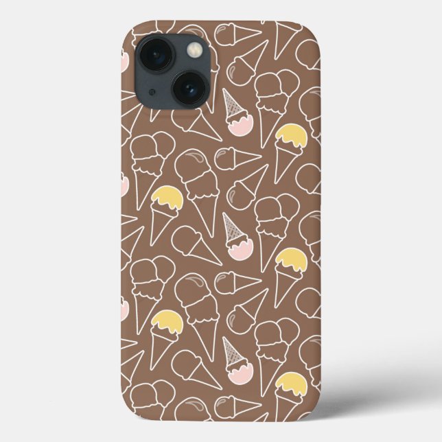 Ice Cream Cone Pattern on Brown Case-Mate iPhone Case (Back)