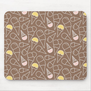 Ice Cream Cone Pattern on Brown Mouse Mat