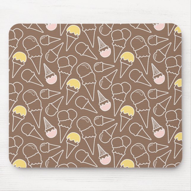 Ice Cream Cone Pattern on Brown Mouse Mat (Front)
