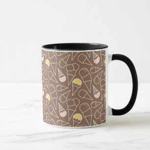 Ice Cream Cone Pattern on Brown Mug