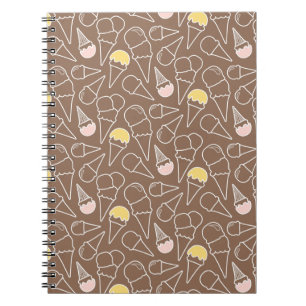 Ice Cream Cone Pattern on Brown Notebook