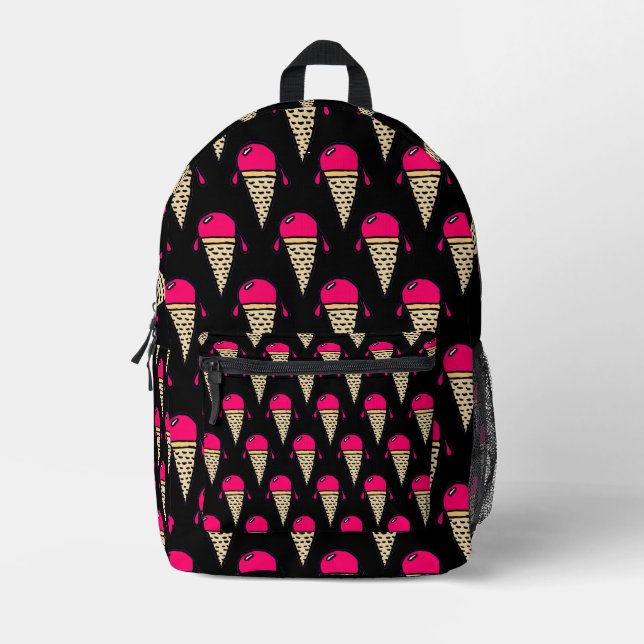 Ice Cream Cone Pattern Printed Backpack (Front)
