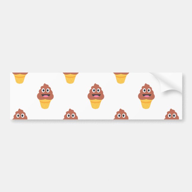 ice cream cone poo emoji bumper sticker (Front)