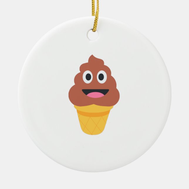ice cream cone poo emoji ceramic tree decoration (Front)