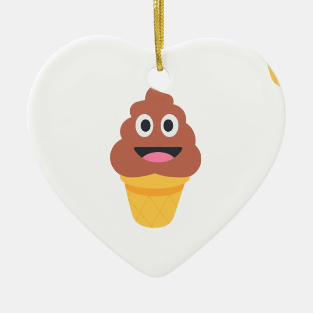 ice cream cone poo emoji ceramic tree decoration (Front)