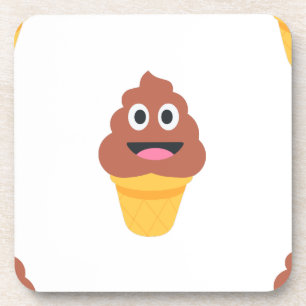ice cream cone poo emoji coaster