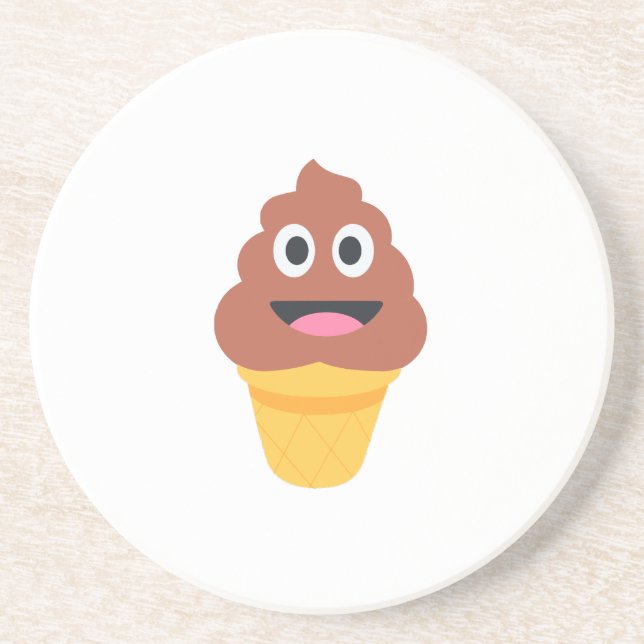 ice cream cone poo emoji coaster (Front)