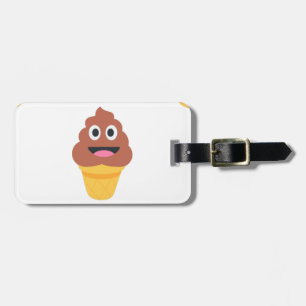 ice cream cone poo emoji luggage tag