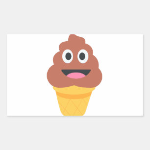 ice cream cone poo emoji rectangular sticker