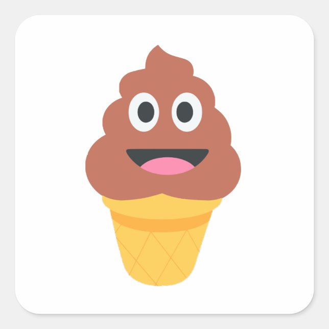 ice cream cone poo emoji square sticker (Front)
