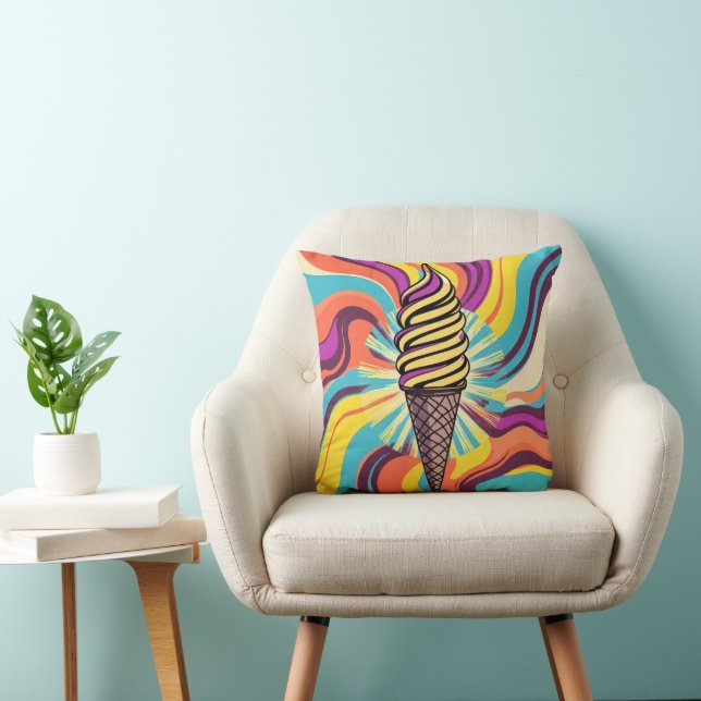 Ice Cream Cone Psychedelic Pop Art Cushion (Chair)