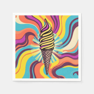 Ice Cream Cone Psychedelic Pop Art Napkin
