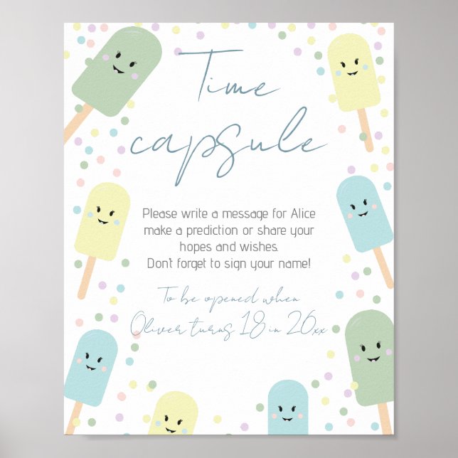 Ice Cream Cone Scoop  Birthday Party Time Capsule Poster (Front)