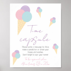 Ice Cream Cone Scoop Birthday Party Time Capsule Poster