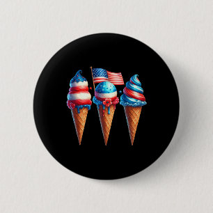 Ice Cream Cone Scoops Designed American Flag 4th O 6 Cm Round Badge