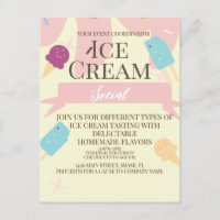  Ice Cream Cone Social Flyers Invitation Yellow 
