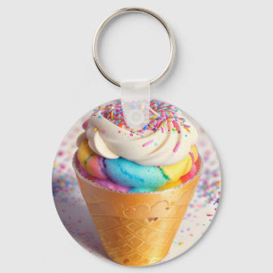 Ice Cream Cone Sprinkles Key Ring