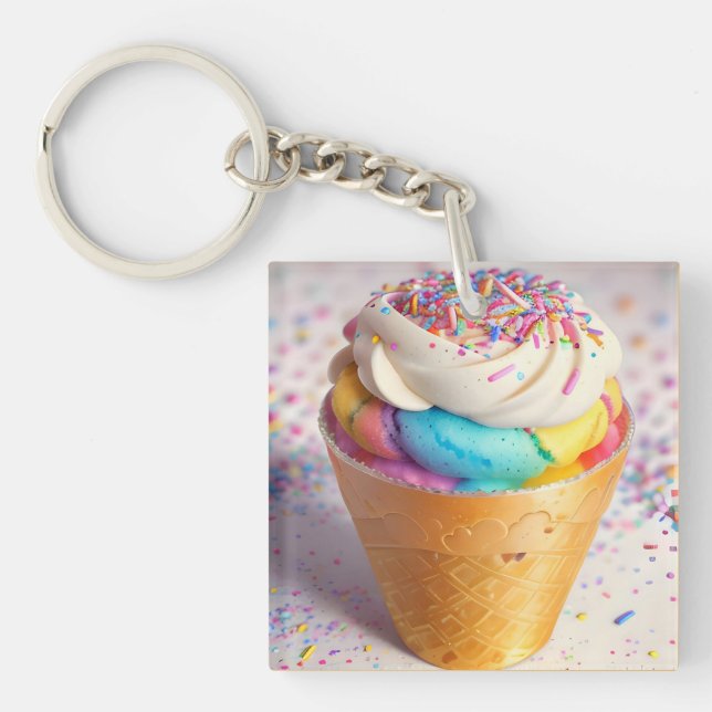 Ice Cream Cone Sprinkles Key Ring (Front)