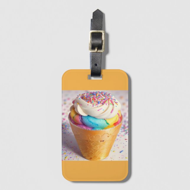 Ice Cream Cone Sprinkles Luggage Tag (Front Vertical)