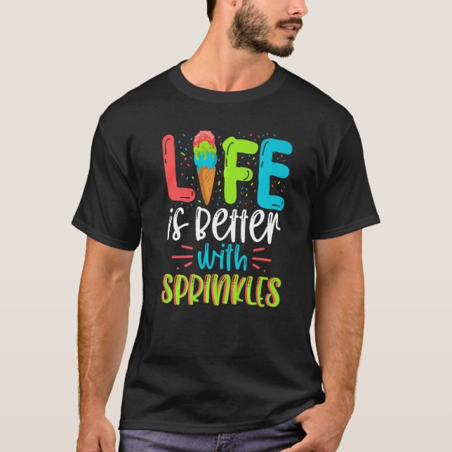 Ice Cream Cone Sprinkles Summer Sweets  Ice Cream  T-Shirt (Front)