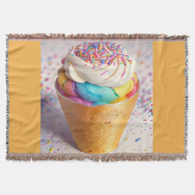 Ice Cream Cone Sprinkles Throw Blanket (Front)