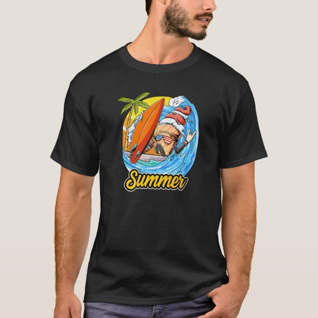 Ice Cream Cone Surfing The Waves Surfer Surfboardi T-Shirt (Front)