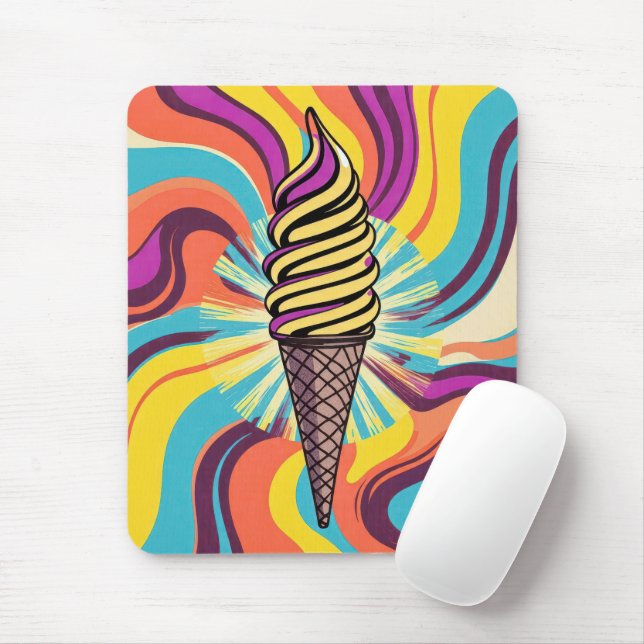 Ice Cream Cone Swirl Pop Art Mouse Mat (With Mouse)