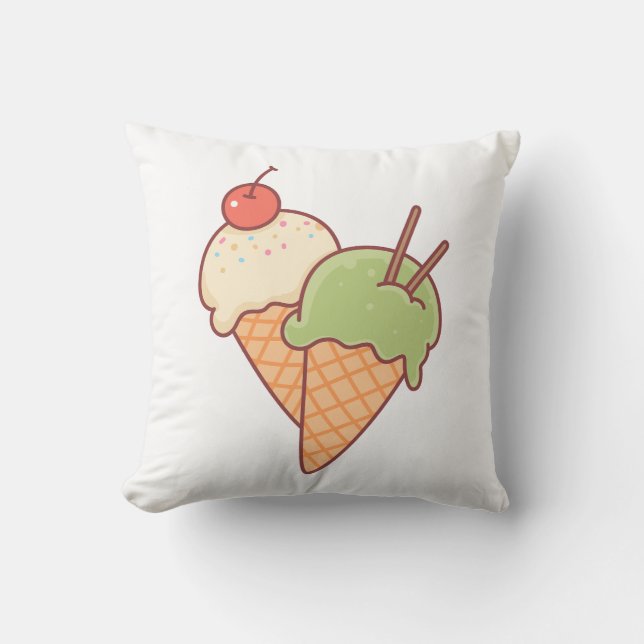 Ice Cream Cone Throw Pillow (Front)