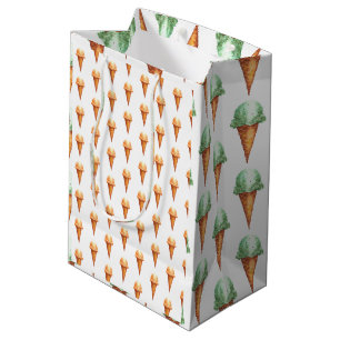 Ice Cream Cone Watercolor Gift Bag Gift Wrap