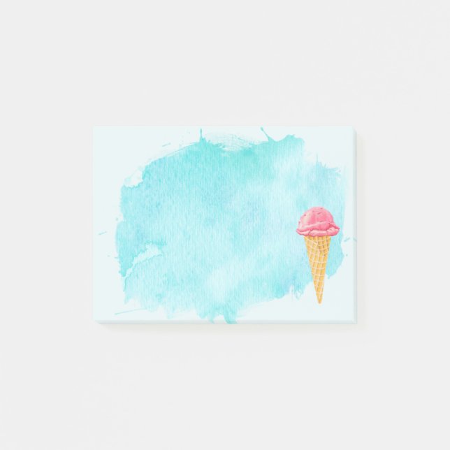 Ice Cream Cone With A Blue Paint Splatter Post-it Notes (Front)