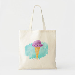 Ice Cream Cone With A Blue Paint Splatter Tote Bag