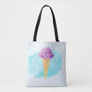 Ice Cream Cone With A Blue Paint Splatter Tote Bag