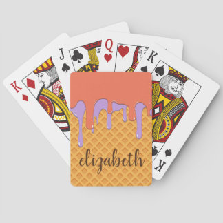 Ice Cream Cone with Custom Name Playing Cards