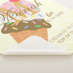 Ice Cream Cone with Sprinkles & a Cherry on Top Sherpa Blanket