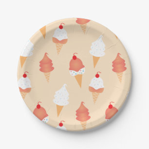 Ice Cream Cone With Sprinkles Cherry On Top Paper Plate