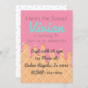 Ice Cream Cone With Sprinkles Fun Invitation