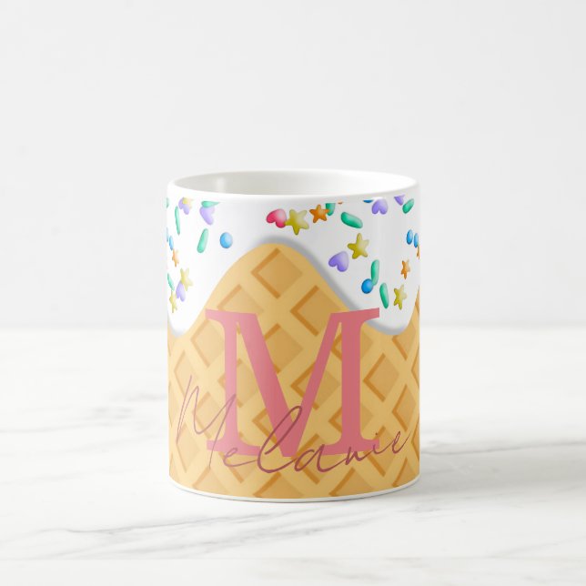 Ice Cream Cone With Vanilla Frosting & Sprinkles Coffee Mug (Center)