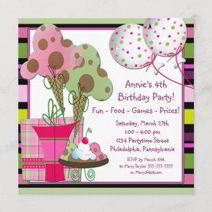 Ice Cream Cones and Balloons Birthday Invitation