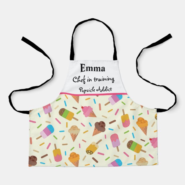 Ice cream cones and popsicles chef in training  apron (Front)