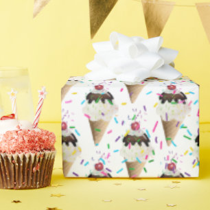 Ice Cream Cones And Sprinkles Wrapping Paper