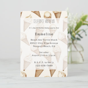 Ice Cream Cones Birthday Invitation