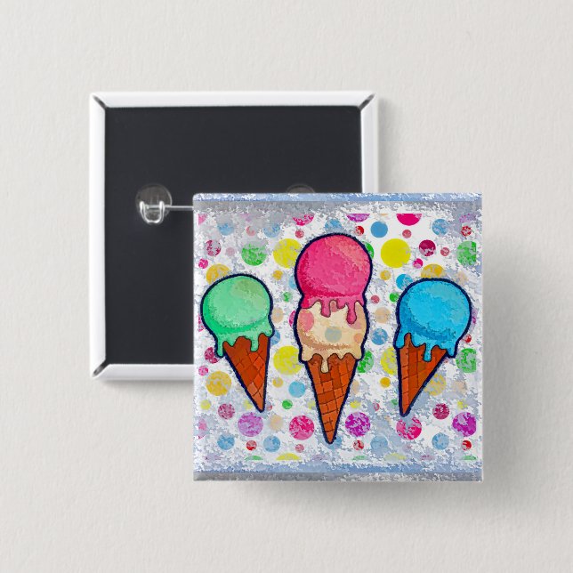 Ice Cream Cones Button (Front & Back)