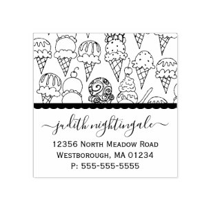 Ice Cream Cones Create Your Own Return Address Rubber Stamp