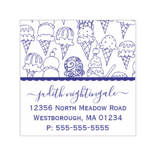 Ice Cream Cones Create Your Own Return Address Self-inking Stamp