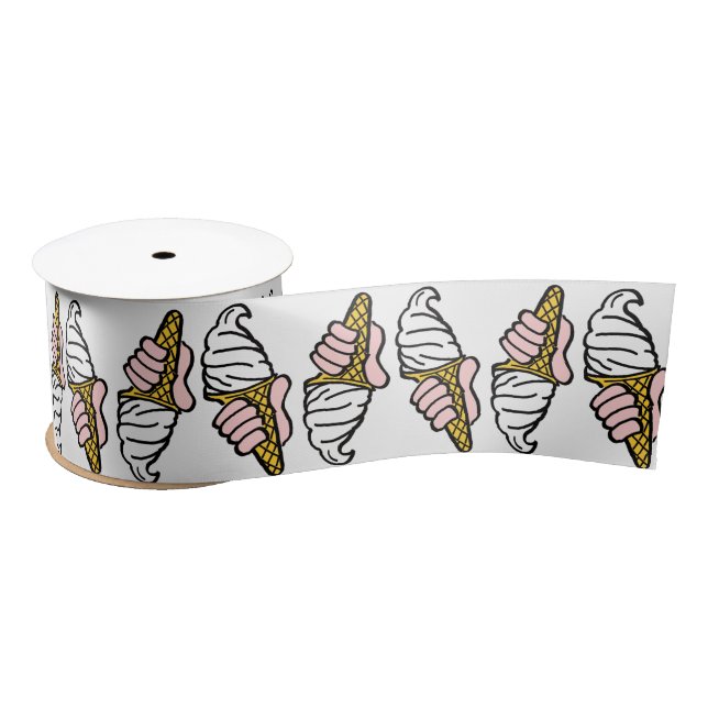 Ice Cream Cones Design Satin Ribbon (Spool)