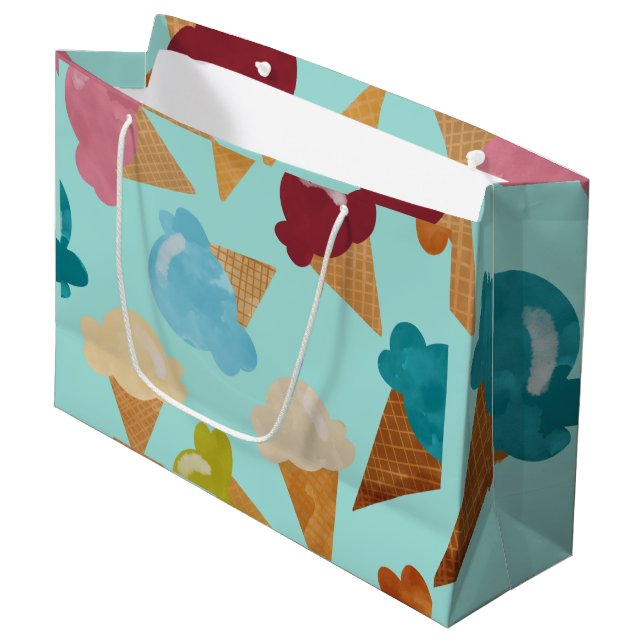 Ice Cream Cones for Days Large Gift Bag (Front Angled)