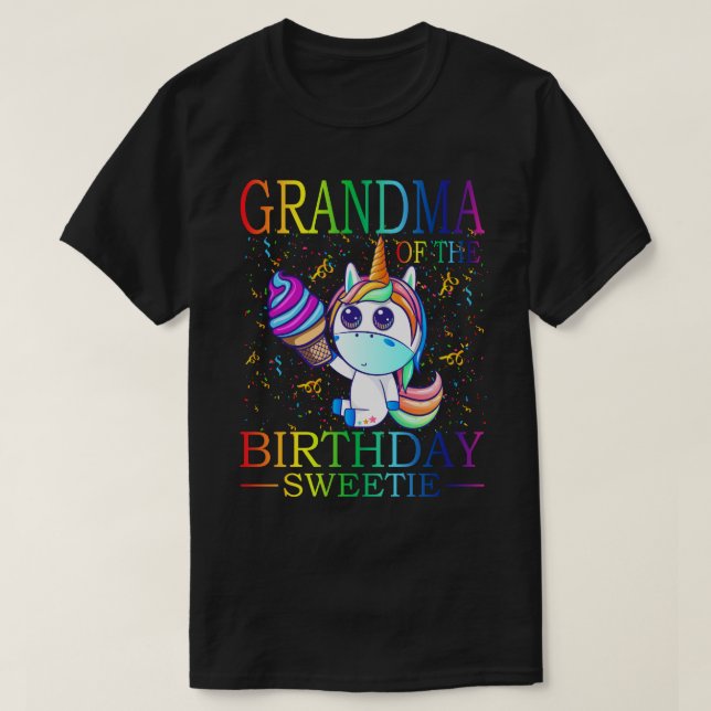 Ice Cream Cones Grandma Of The Birthday Sweetie Pa T-Shirt (Design Front)