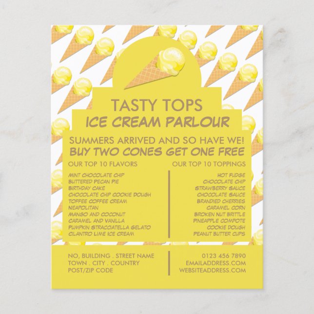 Ice Cream Cones, Ice Cream Parlor Advertising Flyer (Front)