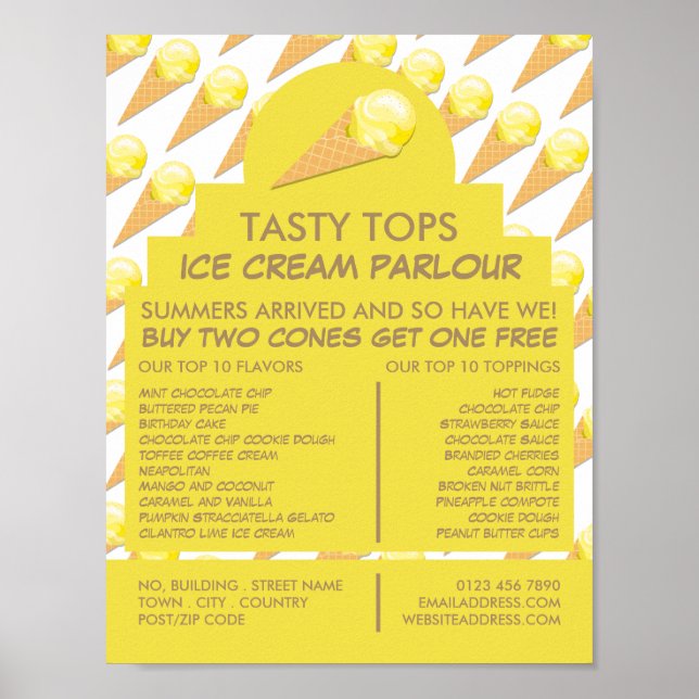 Ice Cream Cones, Ice Cream Parlor Advertising Poster (Front)