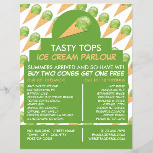 Ice Cream Cones, Ice Cream Parlour Advertising Flyer